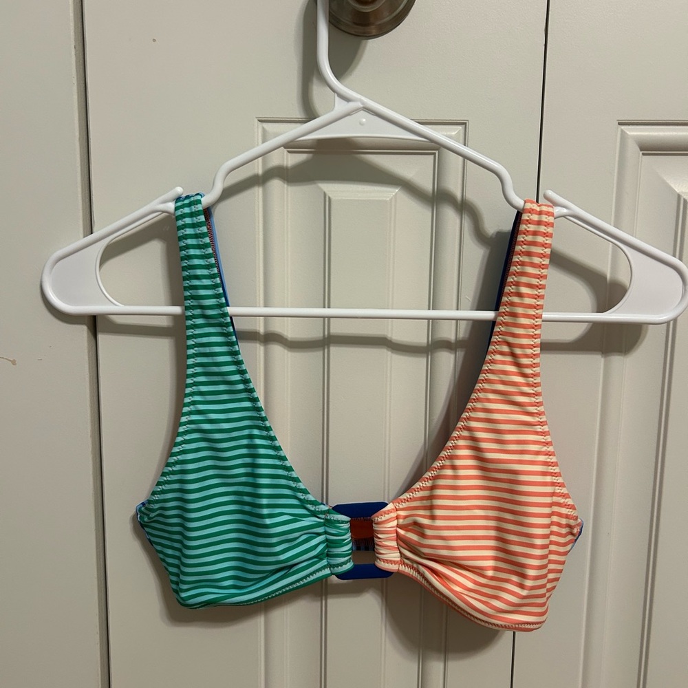 Aerie Real Good Multicolor Striped Bikini Top with Buckle